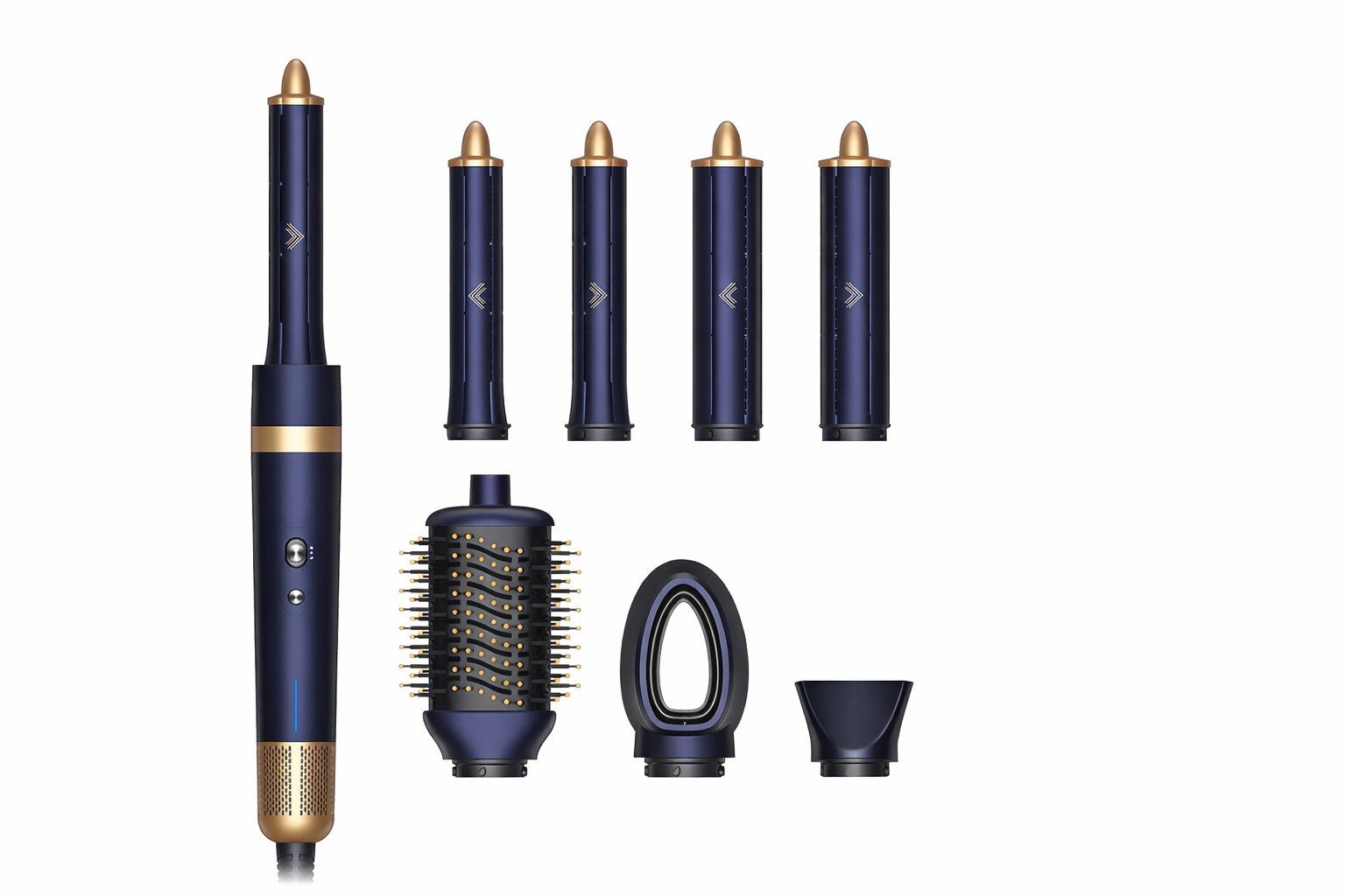 multi functional hair styler with interchangeable hair attachments for curling, straightening and drying.png