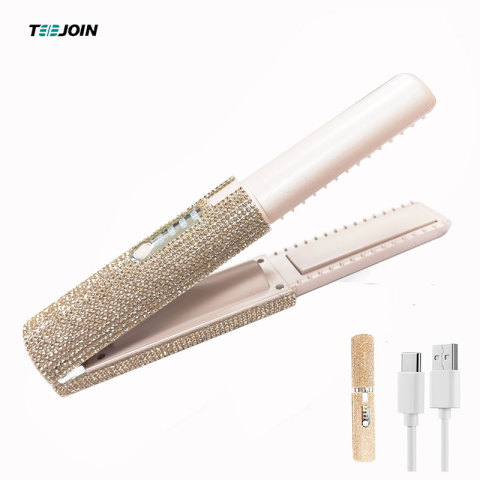 Gold Bling Crystal Hair Straightener Flat Iron & Curling 2 in 1
