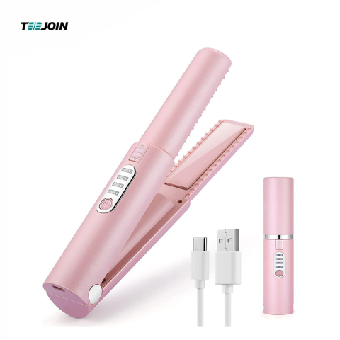 Mini Cordless Hair Straighteners Curler 2 in 1 Pink