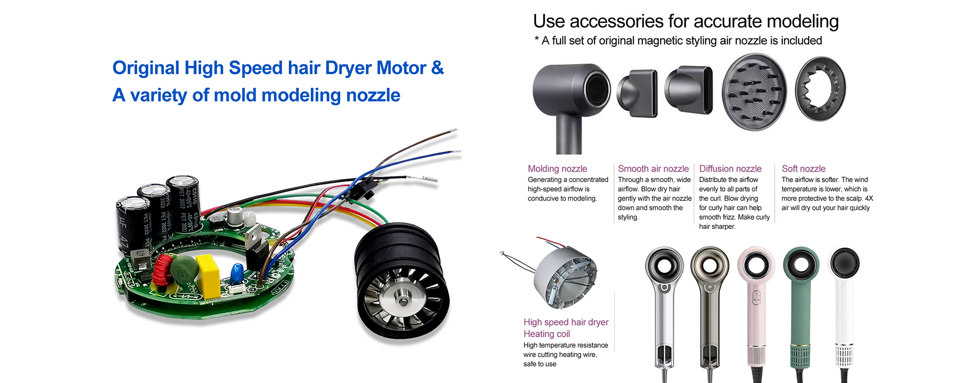 R&D Hair Dryer & Brushless Motor & Modeling Nozzle