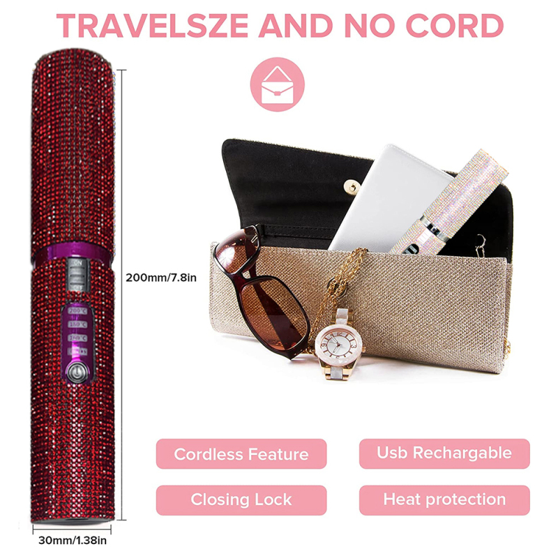 Red Bling USB Hair Straightener in China Factory