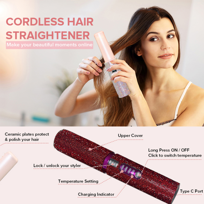 Red Bling USB Hair Straightener in China Factory
