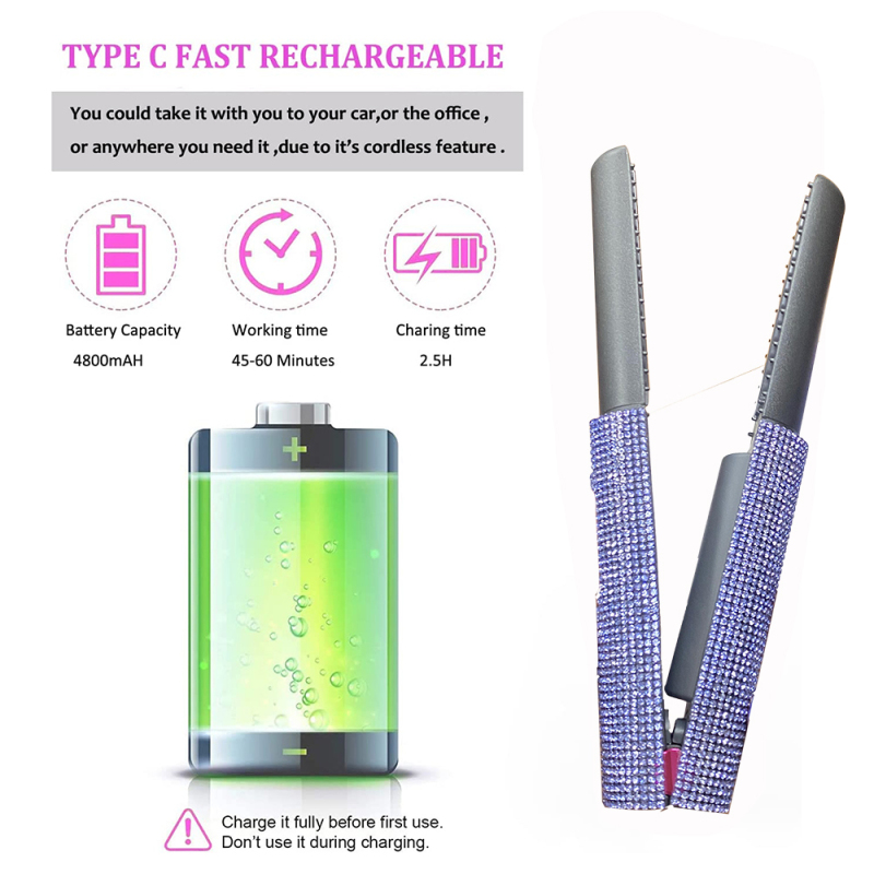 Sapphire Blue Bling Hair Straightener Flat Iron
