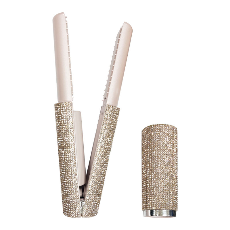 Gold Bling Crystal Hair Straightener Flat Iron & Curling 2 in 1