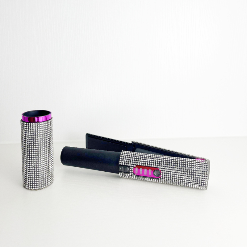 Silver 2 in 1 flat iron Bling hair straightener