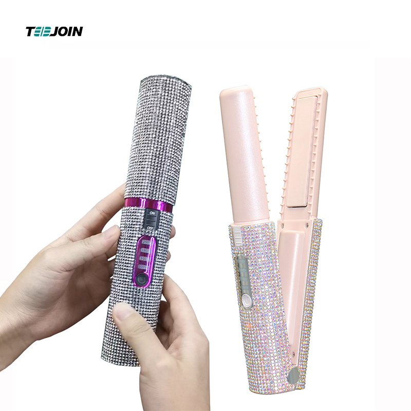 Silver 2 in 1 flat iron Bling hair straightener