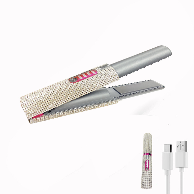 Silver 2 in 1 flat iron Bling hair straightener