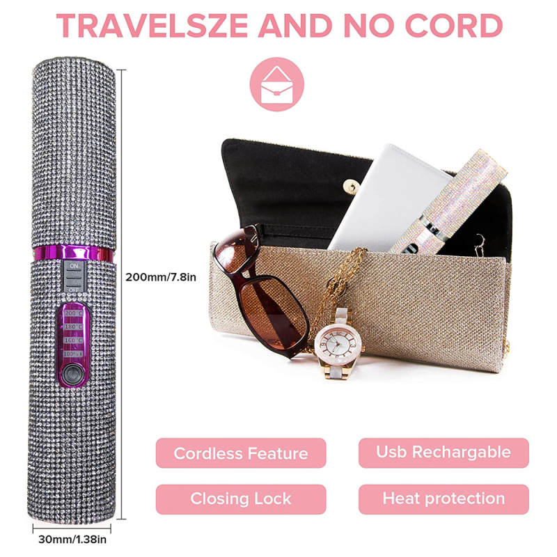 Silver 2 in 1 flat iron Bling hair straightener