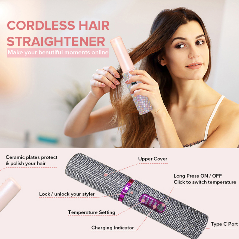 Silver 2 in 1 flat iron Bling hair straightener