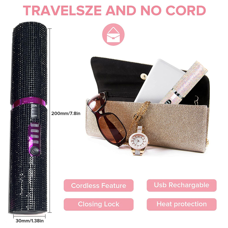 Bling USB Hair Straightener Diamond Black