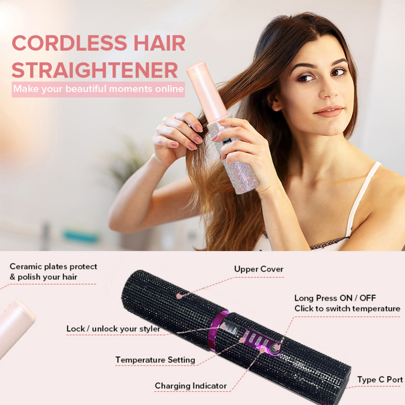Bling USB Hair Straightener Diamond Black