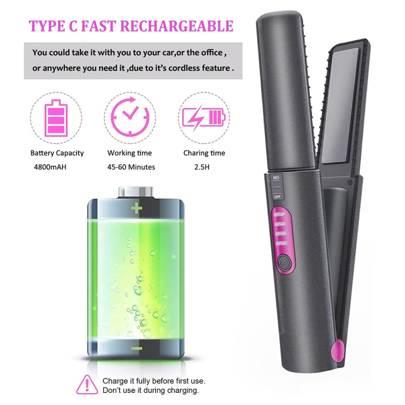 Portable Hair Straightener Straight & Curler Gray