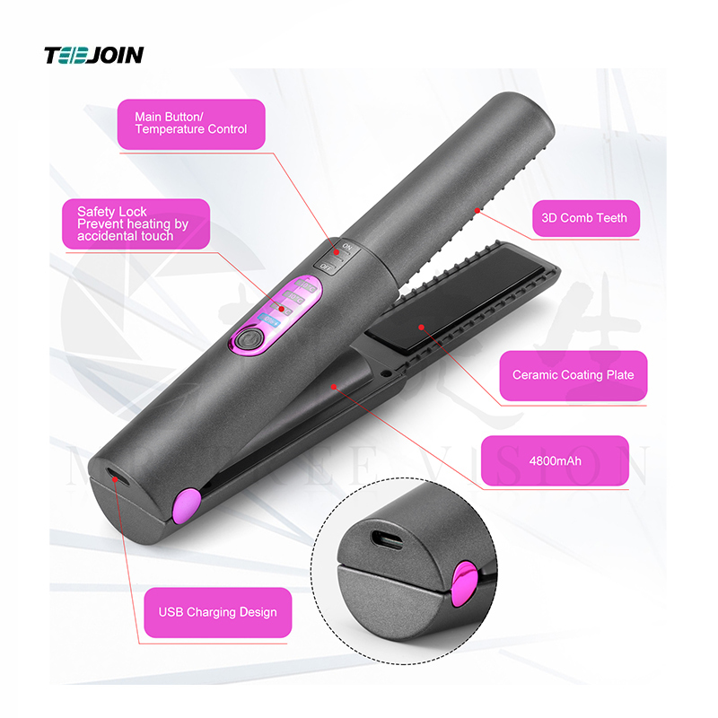 Portable Hair Straightener Straight & Curler Gray