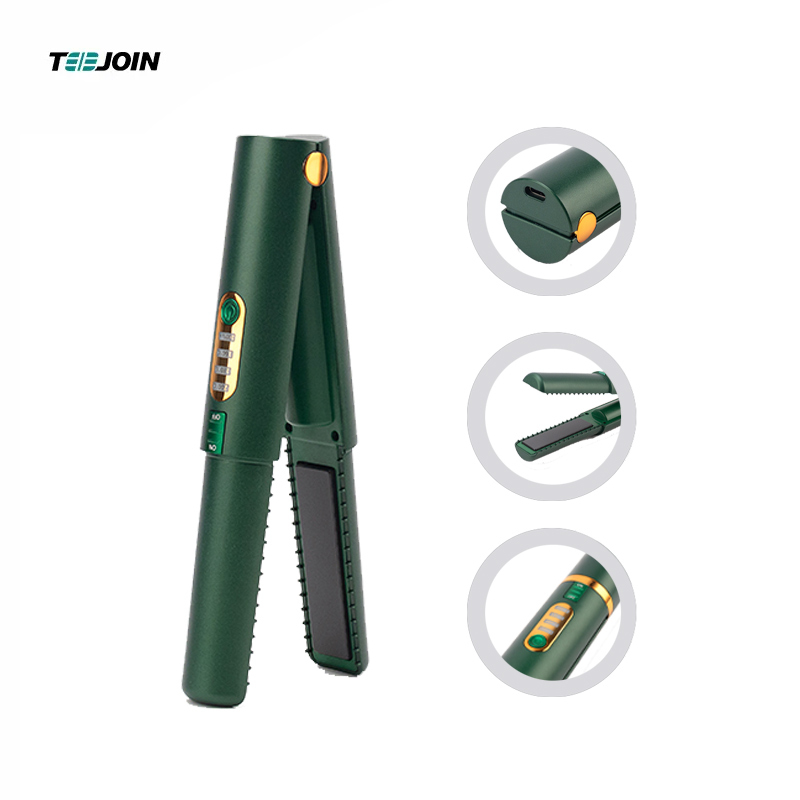 Wireless Hair Straightener Straight & Curler Green