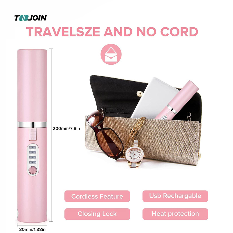 Mini Cordless Hair Straighteners Curler 2 in 1 Pink