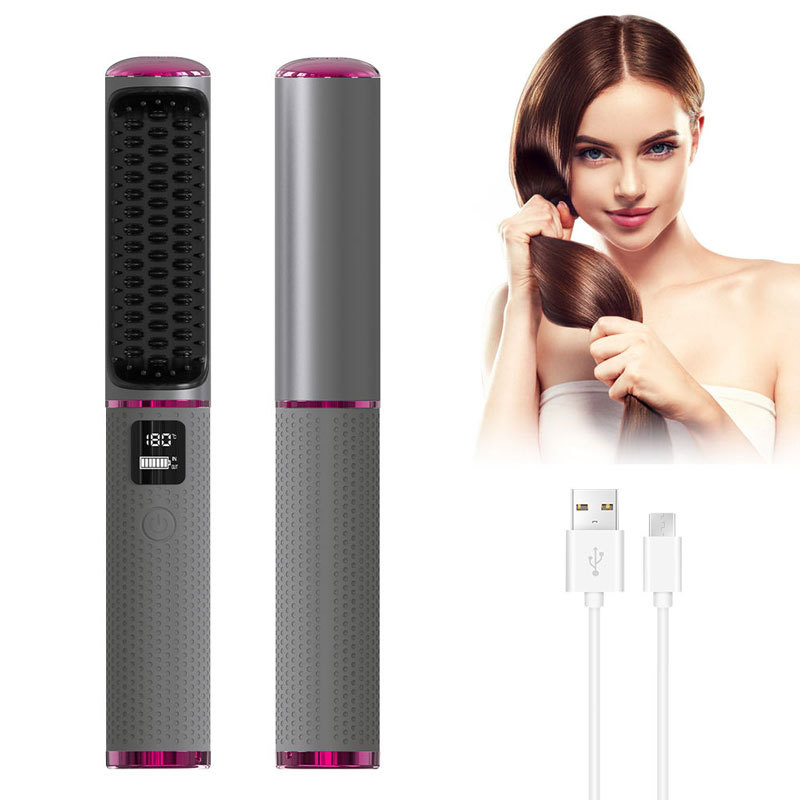 Portable USB Hair Straightening Comb Flat Iron