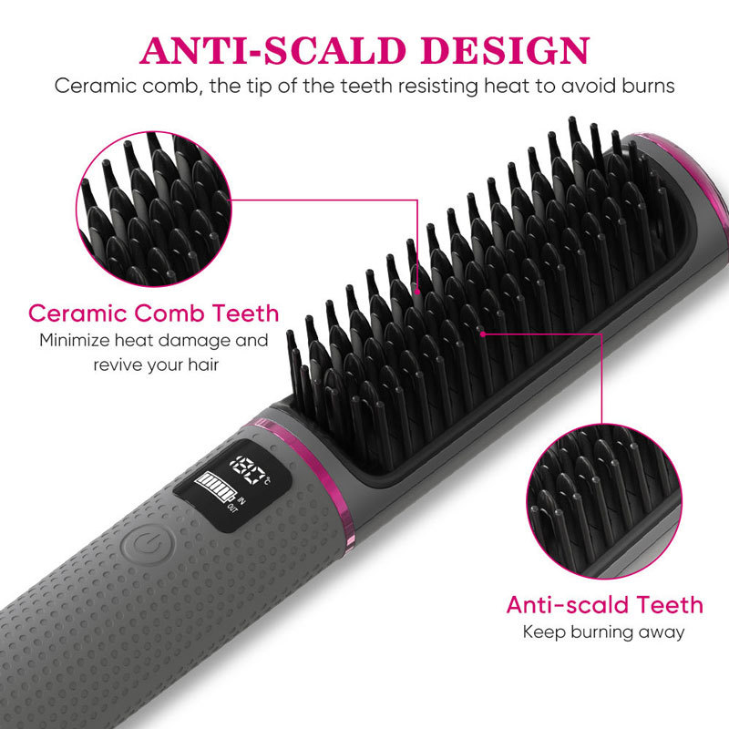 Portable USB Hair Straightening Comb Flat Iron