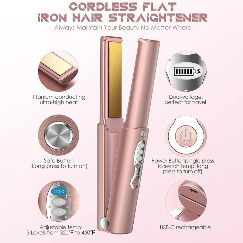 Titanium Flat Iron Rechargeable Hair Straightener