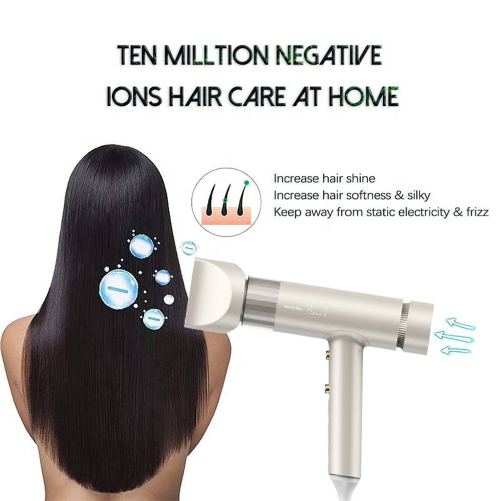 Negative Ionic Hair Dryer with Diffuser and 2 Nozzles