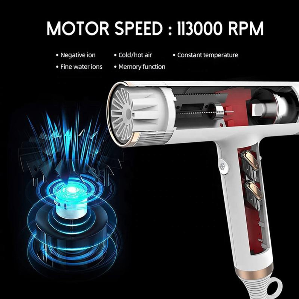 Negative Ionic Hair Dryer with Diffuser and 2 Nozzles