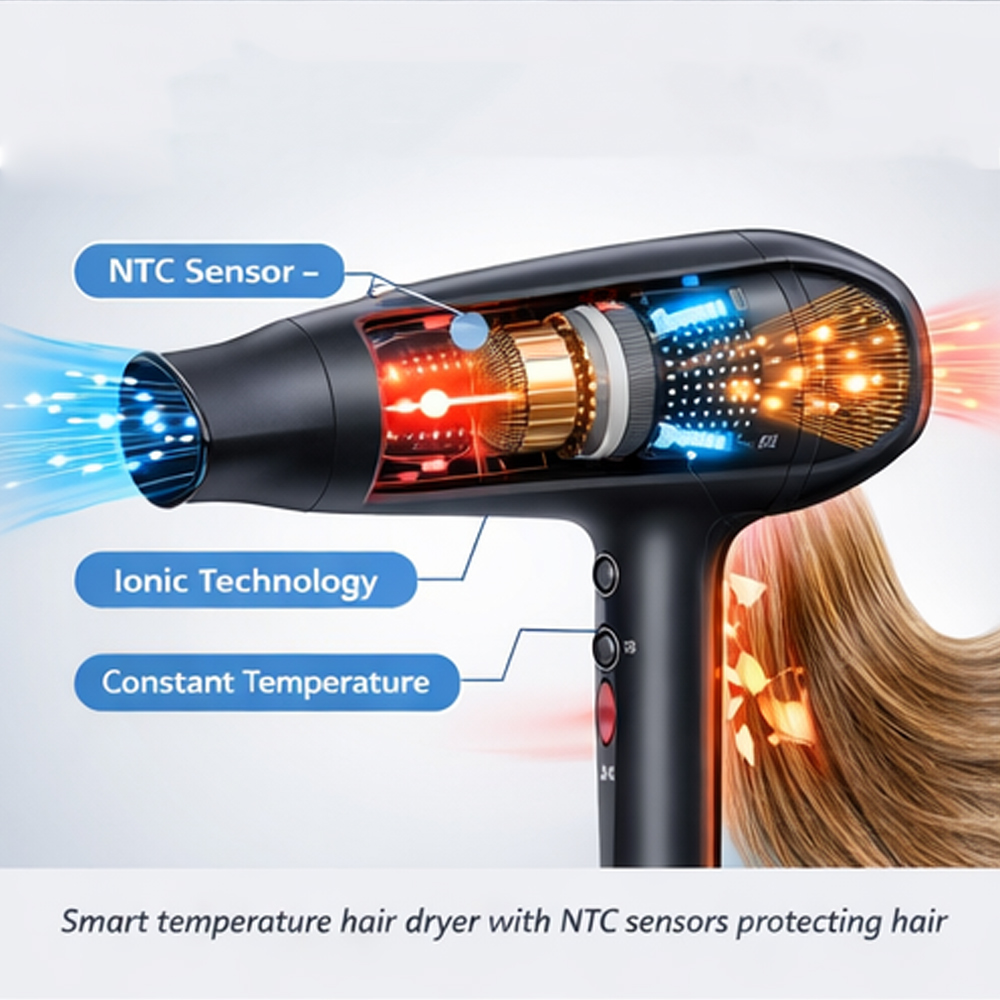 Smart temperature hair dryer with NTC sensors protecting hair.jpg