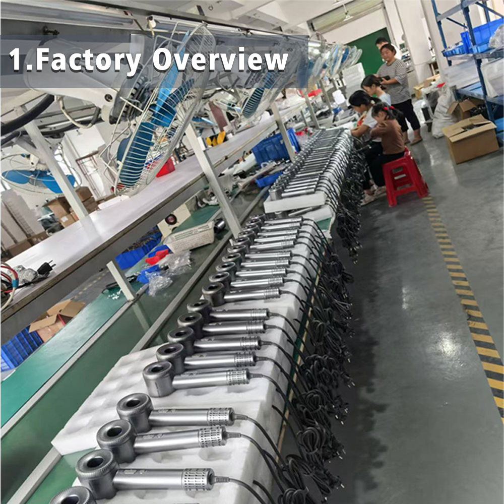 High speed hair dryer manufacturing process with assembly line and skilled workers in China factory.jpg