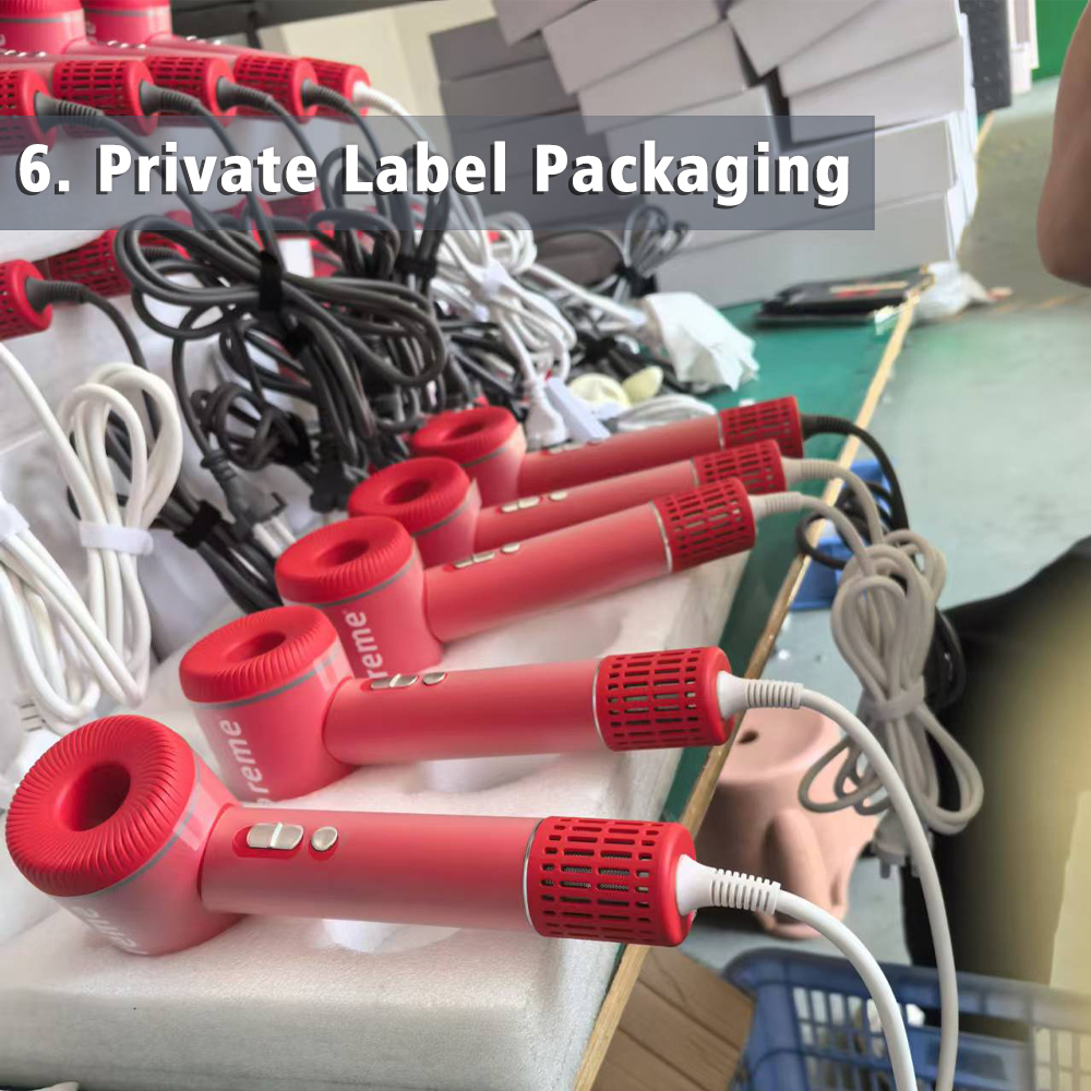 Private label hair dryer manufacturing and packaging, Customized hair dryers with client branding ready for shipping..jpg