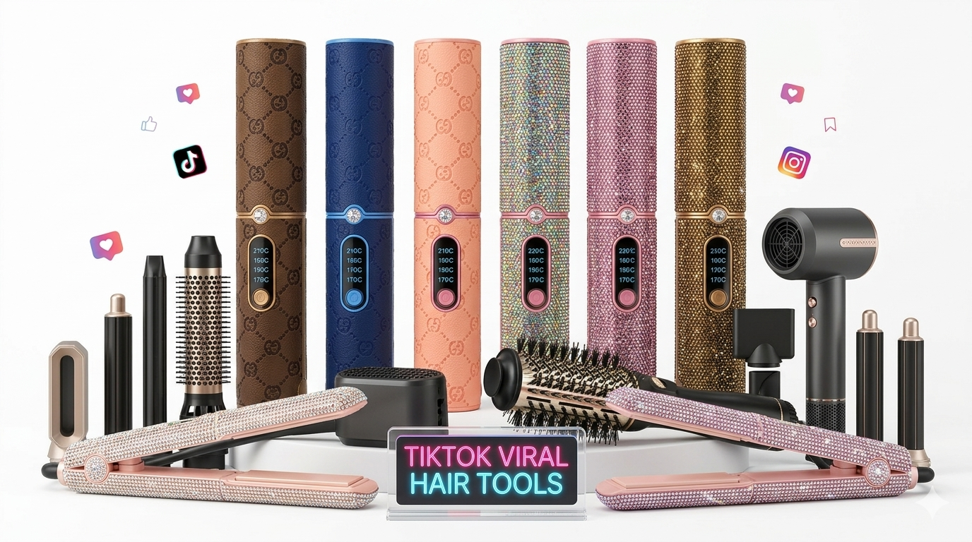 Collection of TikTok trending hair styling tools on a white background.png