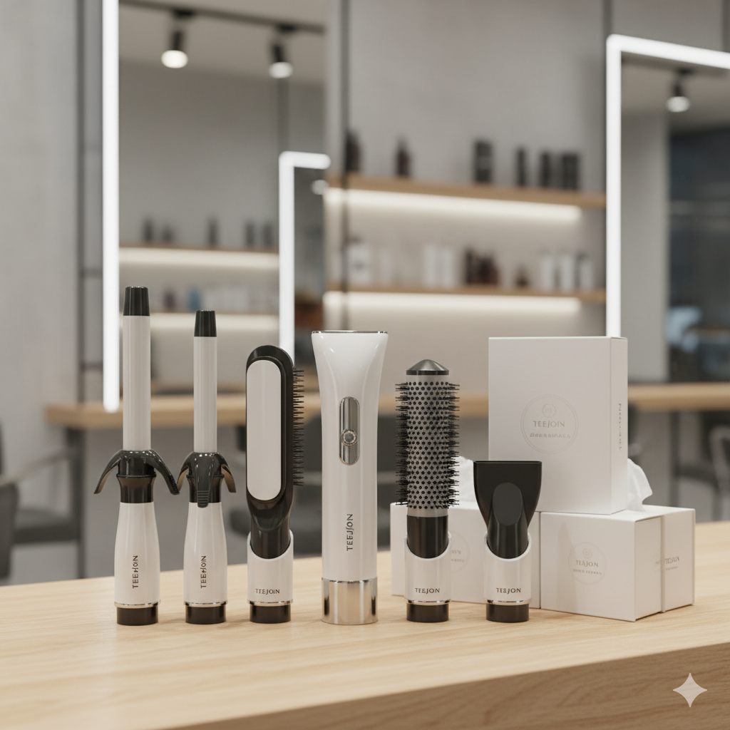 Multi-functional hair styler set with OEM attachments for salons and retail.png