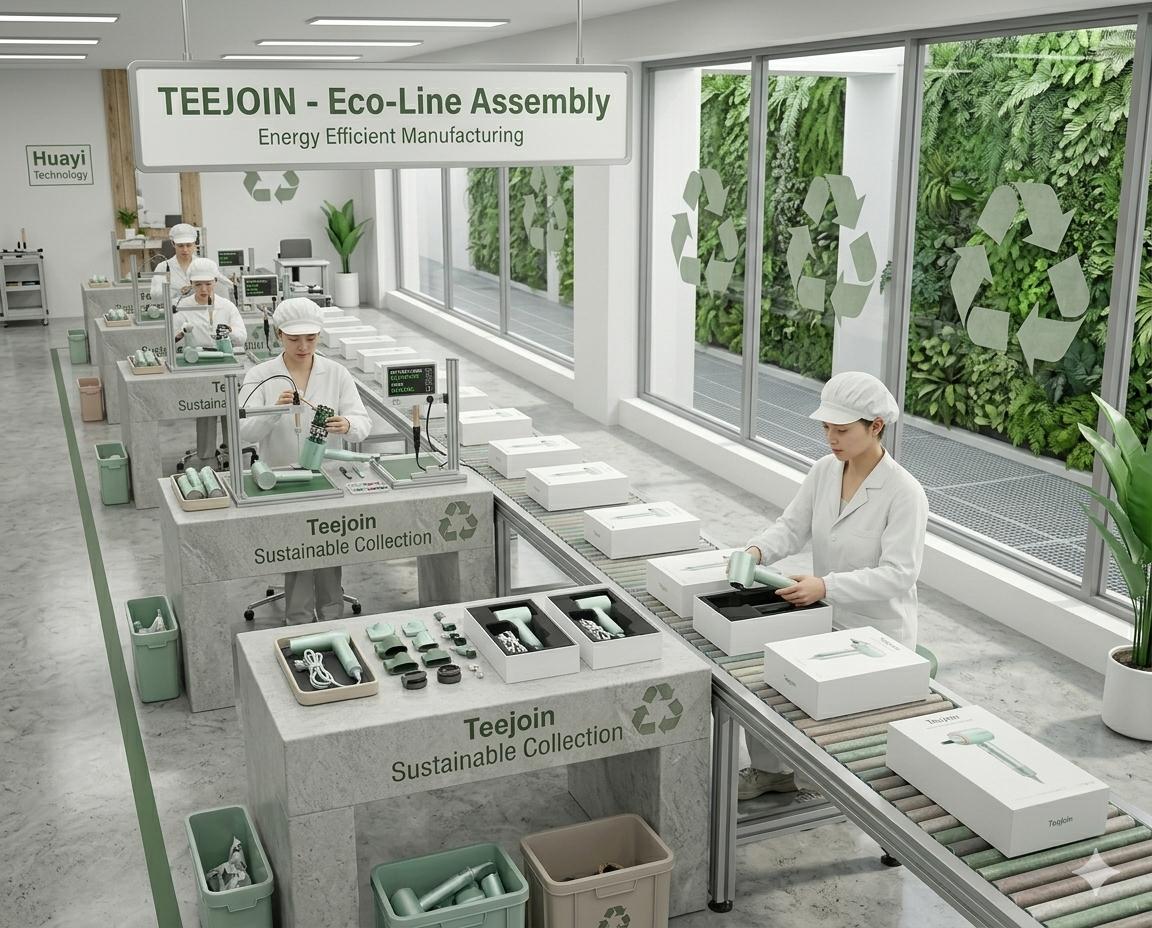 Eco hair dryer production line at Teejoin factory showcasing sustainable manufacturing.png