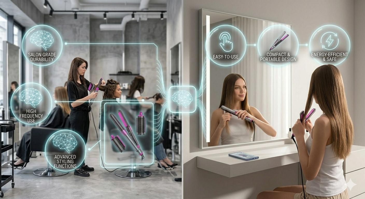 Teejoin smart hair appliance lineup including high-speed hair dryers and portable styling tools.png