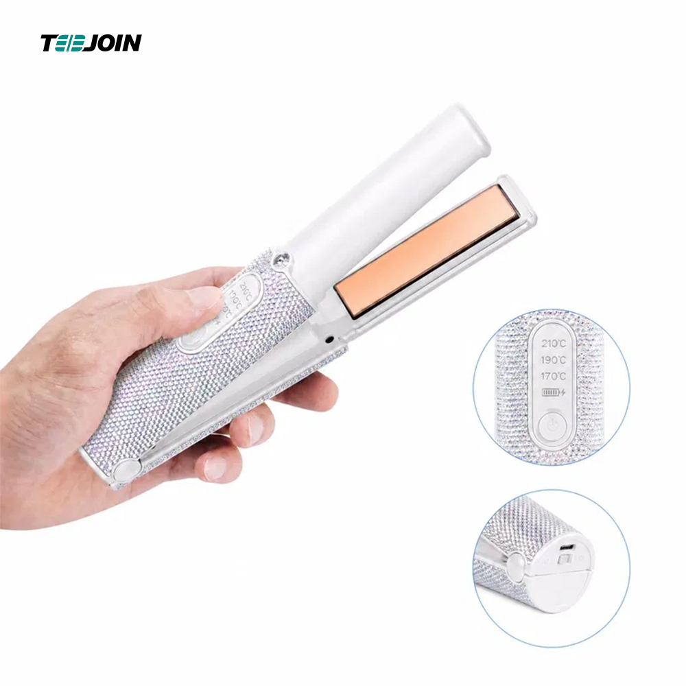 Rechargeable Rhinestone Portable Titanium Flat Iron 