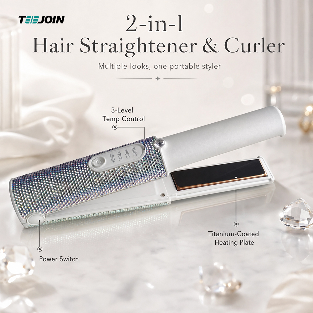 Rechargeable Rhinestone Portable Titanium Flat Iron 
