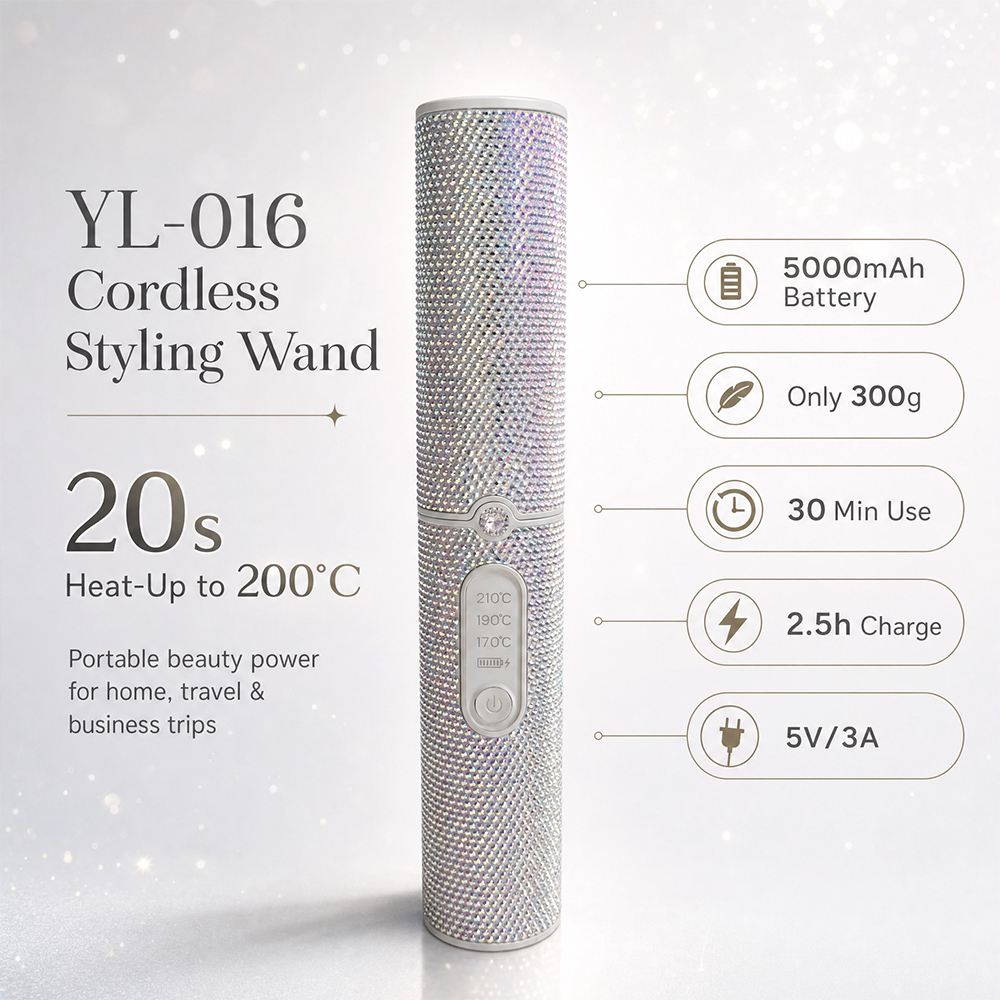 Rechargeable Rhinestone Portable Titanium Flat Iron 